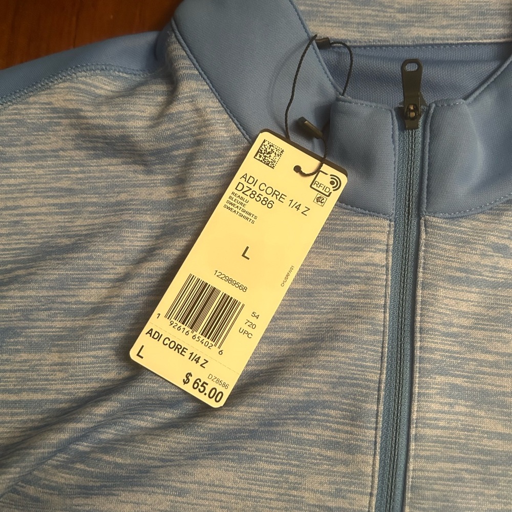 Adidas Men's Light Blue Quarter-Zip Jacket - Picture 3 of 5